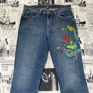 Lauren Jeans Co Ralph Lauren y2k 2000s embroidered dragon jeans mid rise